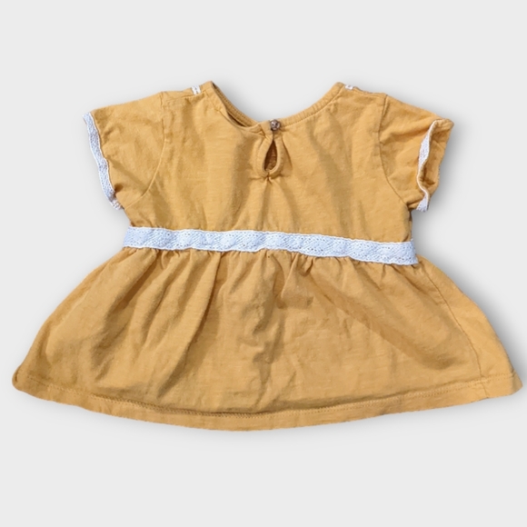 18-24 Months Zara Toddler Girl Mustard Yellow White Embroidery Short Sleeve Top - Picture 3 of 5